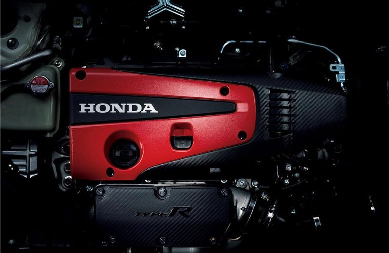 Closeup view of the 2.0-liter engine inside the 2023 Honda Civic Type R.
